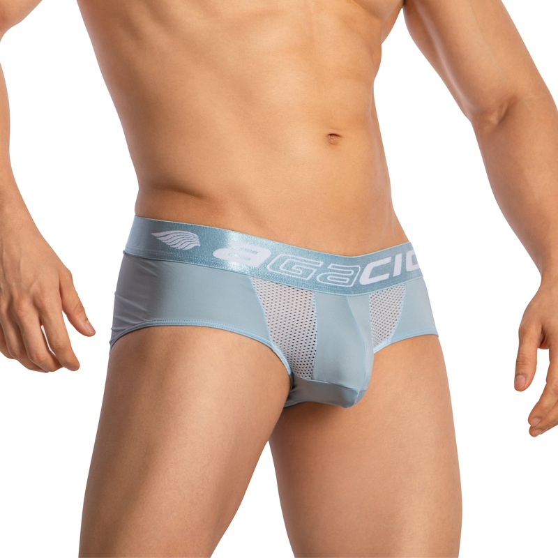 Agacio Sheer Boxer Briefs with Pouch AGJ041 S Baby Blue