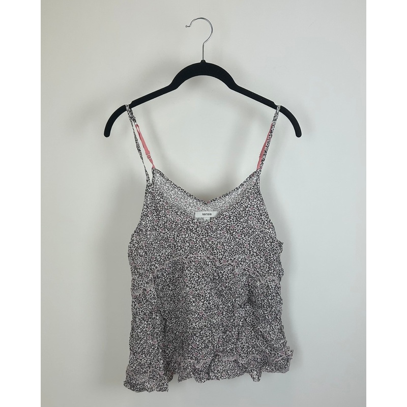 Brown And White Floral Tank Top – Size 2/4