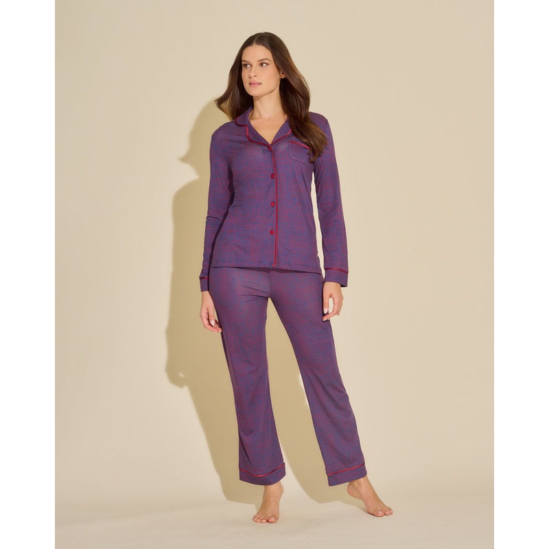Conjunto De Pijama Con Camisa De Manga Larga Y Pantalones Navy/Vin Brule Stripe XS