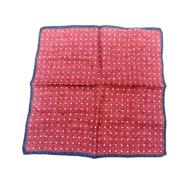 MENS Deep Red With White Polka Dots Pocket Square