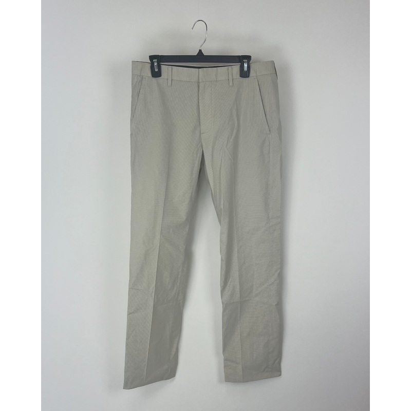 MENS Tan and Cream Small Houndstooth Pants – 32/32 Slim, 32/32 Tailored 32/32 Straight