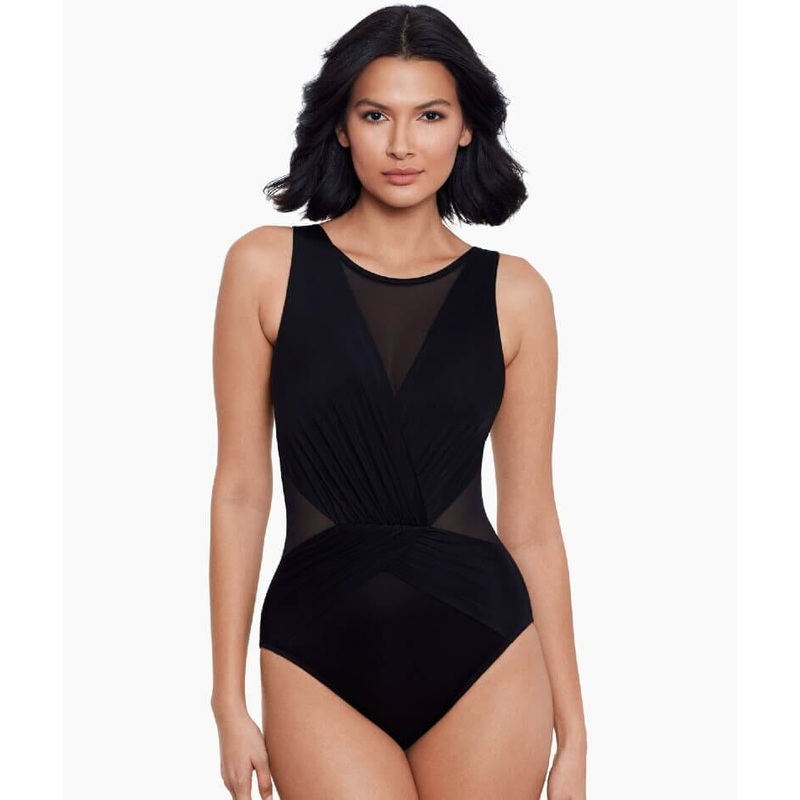 Miraclesuit Swim Illusionists Palma Shaping High Neck DD Cup Swimsuit – Black 34DD