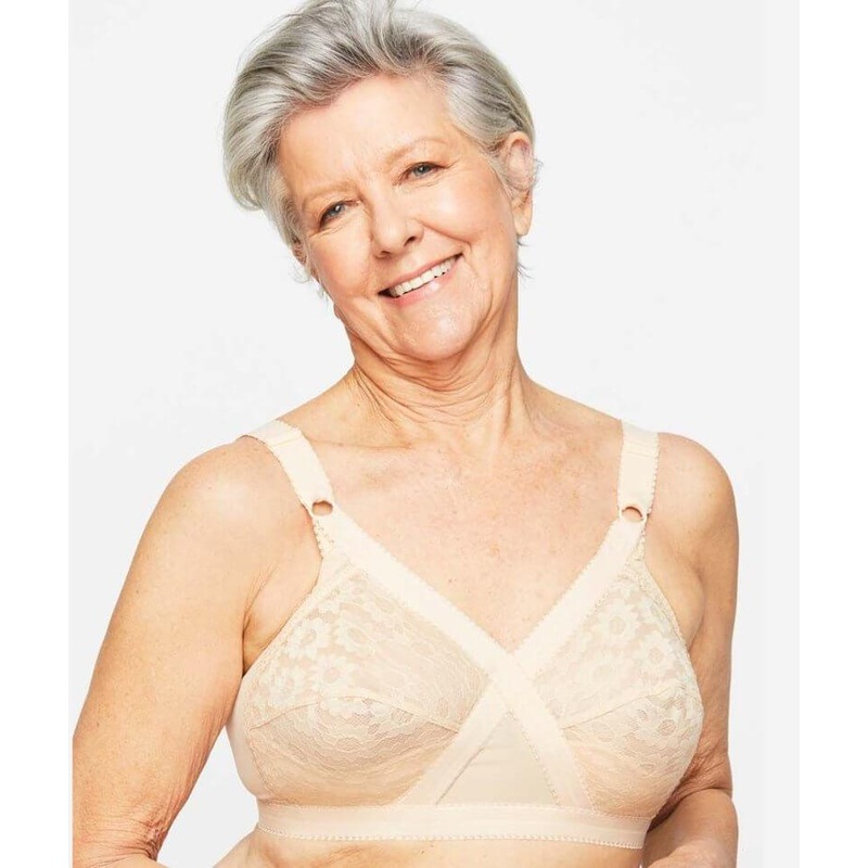 Playtex 18 Hour Cross Your Heart Wire-Free Lace Bra – Beige 32B
