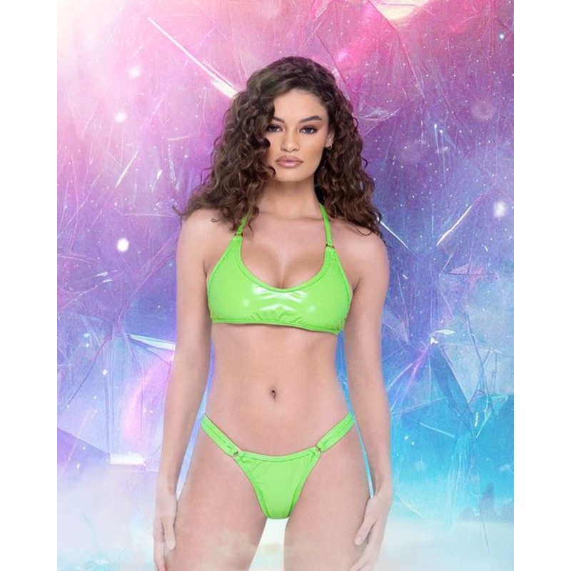 Vinyl Thong Bottoms Small Green