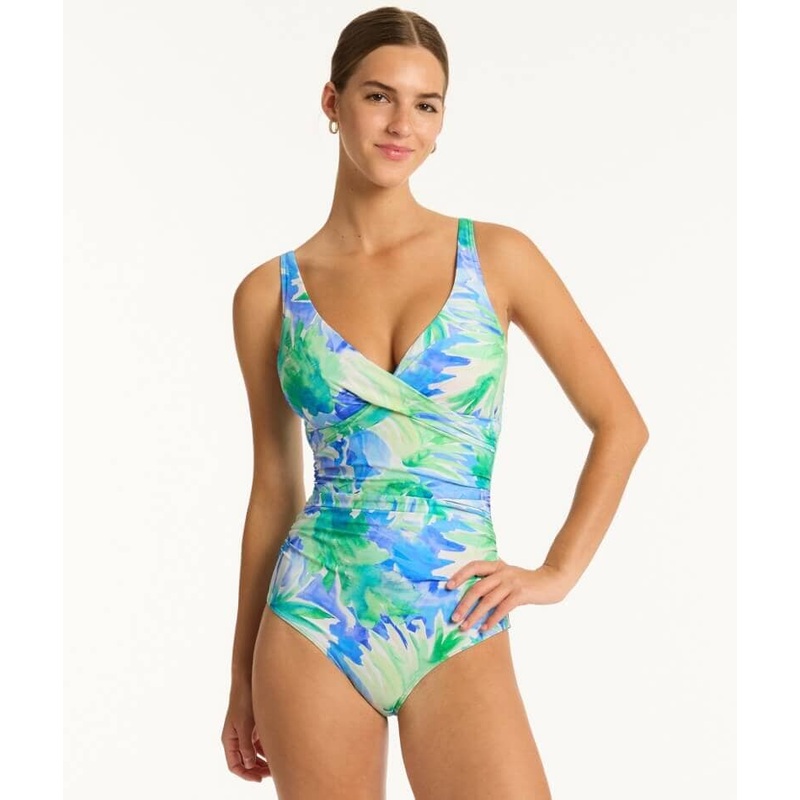 Sea Level Key Largo Cross Front A-DD Cup One Piece Swimsuit – Blue 4