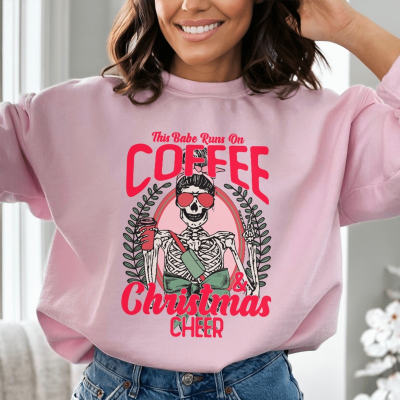 This Babe Runs On Coffee & Christmas Cheer Sweatshirt Black S