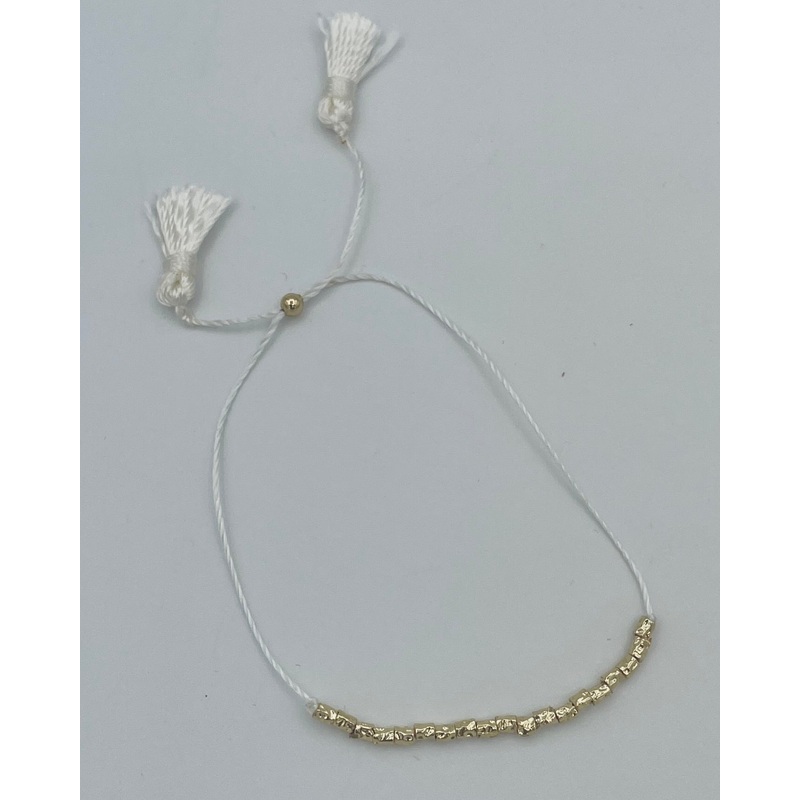 White String and Gold Beaded Bracelet