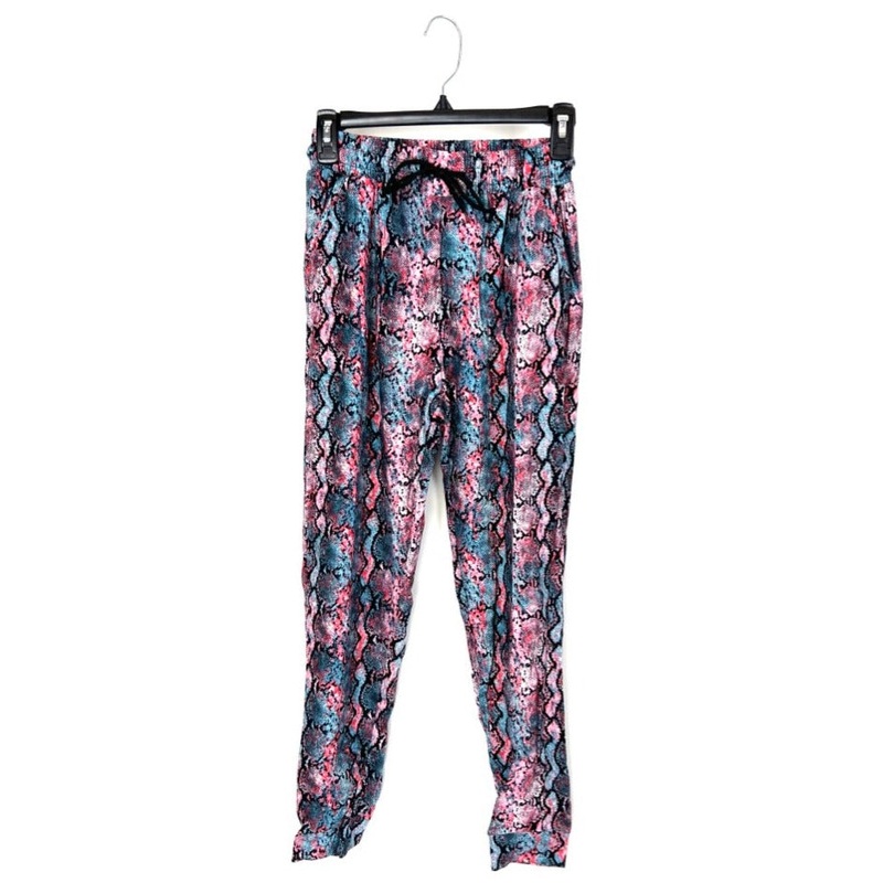 Pink And Blue Snake Print Joggers – Medium and Large Medium