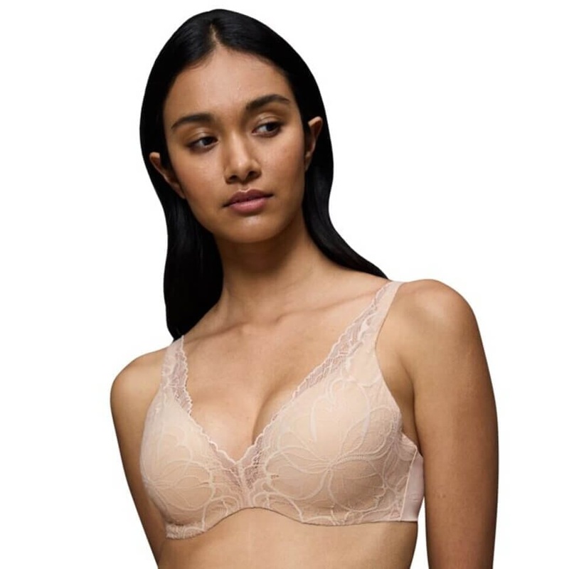 Triumph Body Make-up Illusion Lace Underwired Padded Bra – Nude Beige 32C