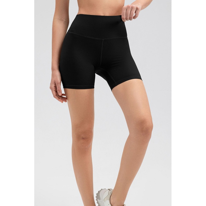 Wide Waistband Slim Fit Sports Shorts Black S