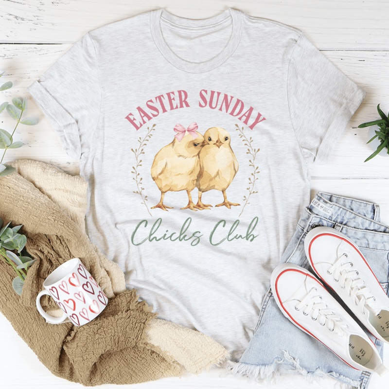 Easter Sunday Chicks Club Tee Heather Prism Peach S