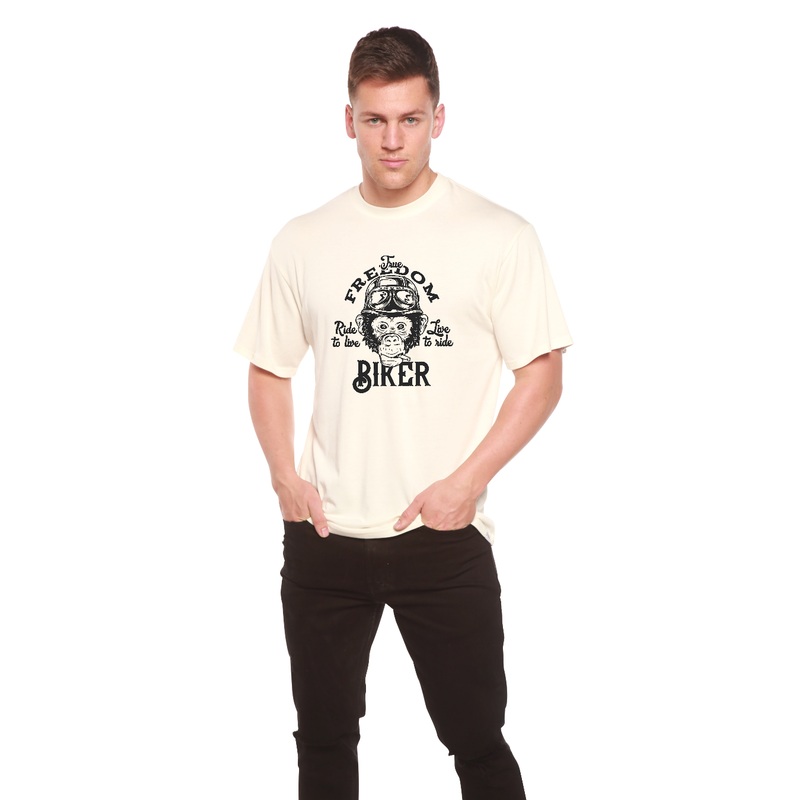 Freedom Biker Men’s Bamboo Viscose/Organic Cotton Short Sleeve Graphic T-Shirt Medium Black