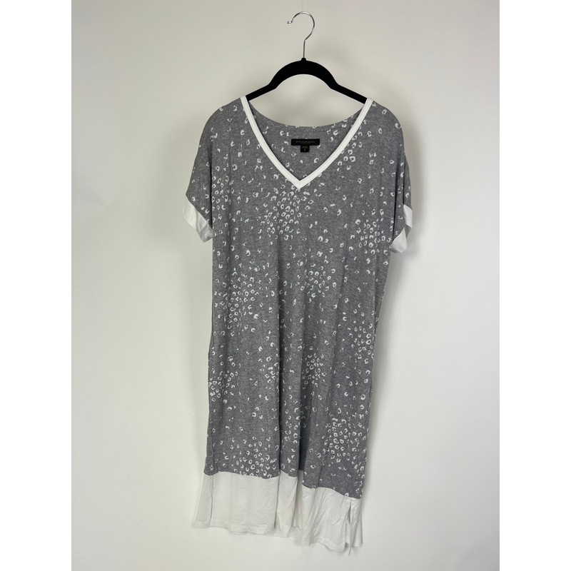 Gray and White Leopard Print Gown – Small