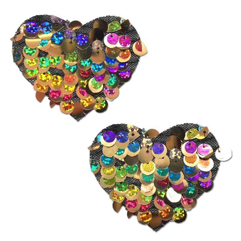 Love: Multi-Color Party Sequin Heart Nipple Pasties by Pastease Rainbow