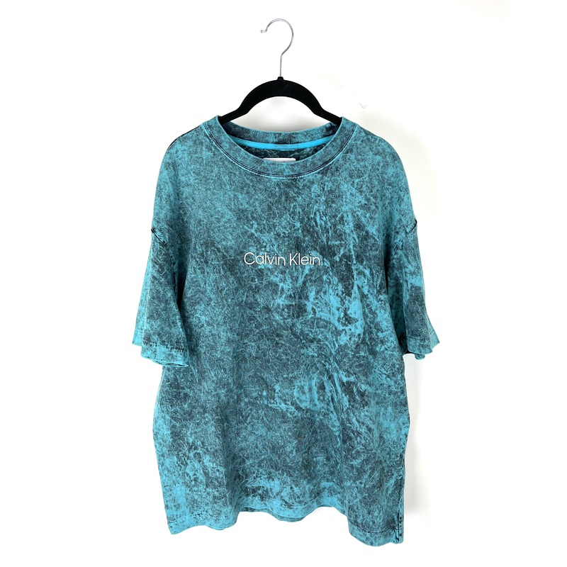 MENS Blue Washed Logo Short Sleeve Tee – Medium