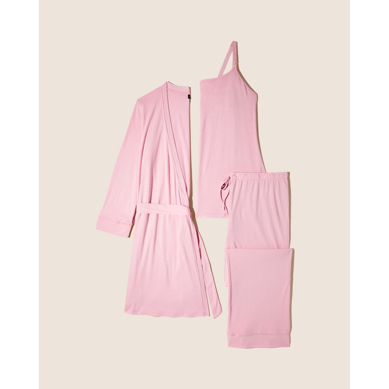 Pyjama D’Allaitement 3 Pices Avec Peignoir Jaipur Pink/Jaipur Pink S