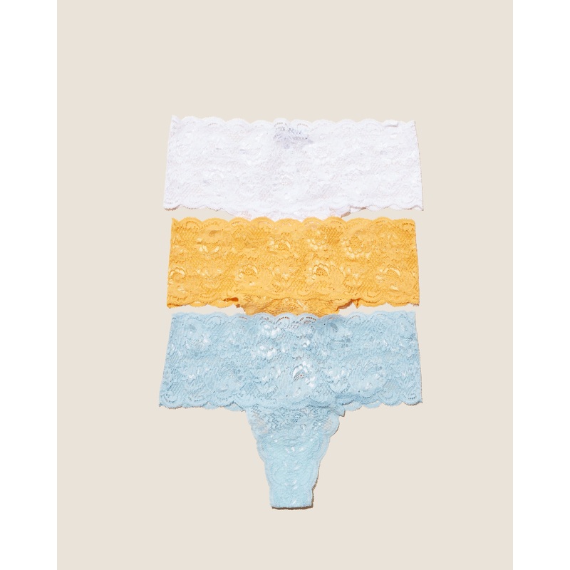 Tanga Comfie, 3Er-Pack Aasmani Blue Taaja Mango White S/M