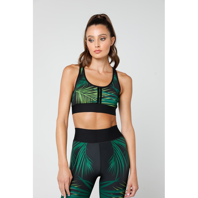 The Wilds Luna Bra XXS LEAVES PRINT PATENT NERO