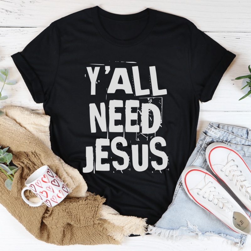 Y’All Need Jesus Tee Black Heather S