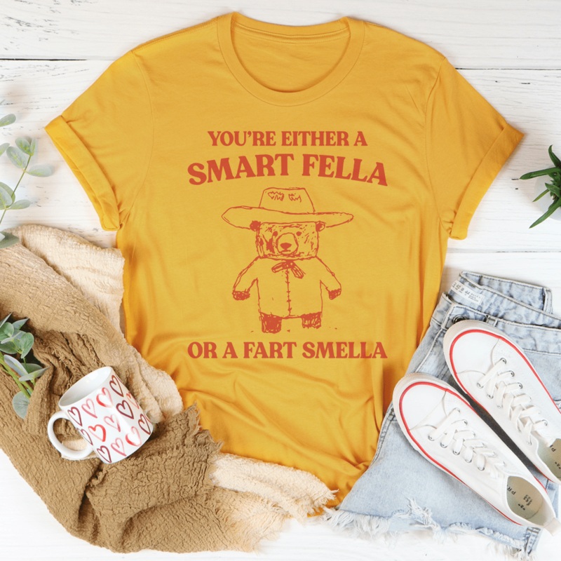 You’re Either A Smart Fella Or A Fart Smella Tee Black Heather S