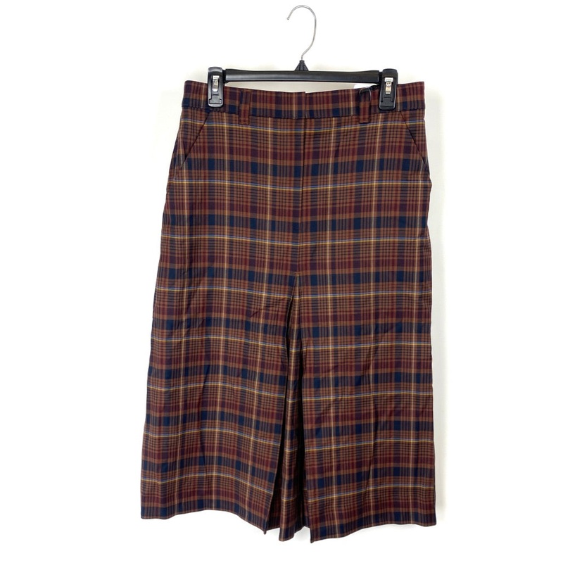 Brown Plaid Print Mid-Length Skirt – Size 8