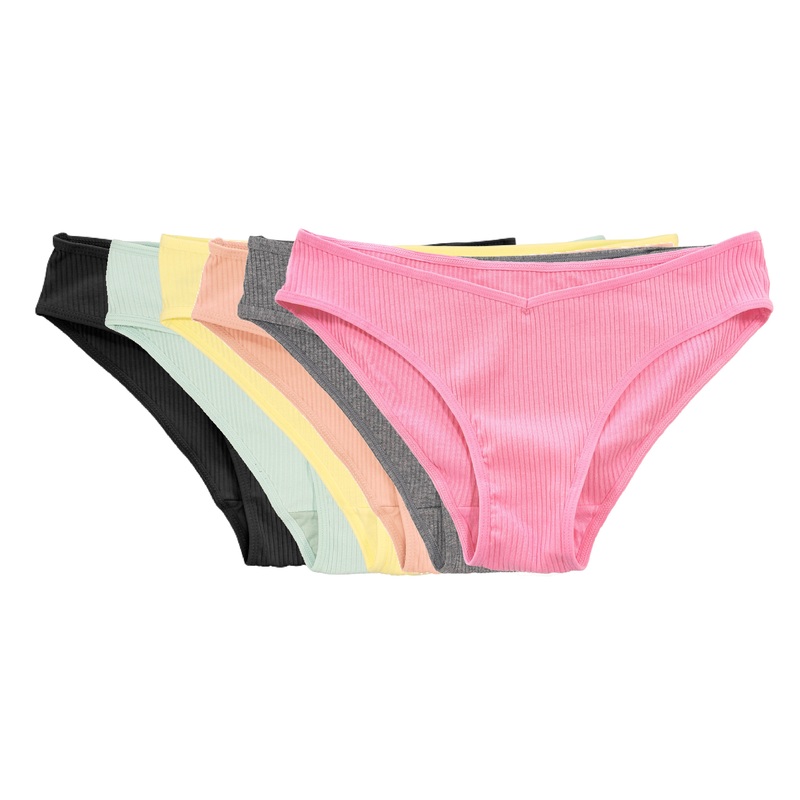 Cotton Rib Bikini Surprise 6 Pack, XS-2X XS