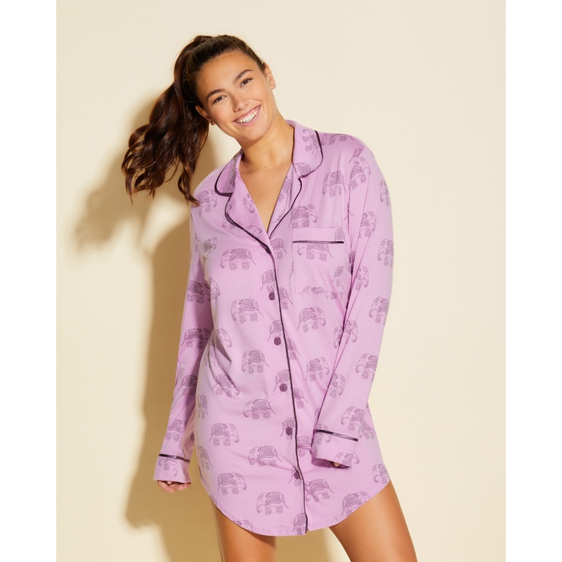 Printed Nightshirt Neela Flower Elephant XS