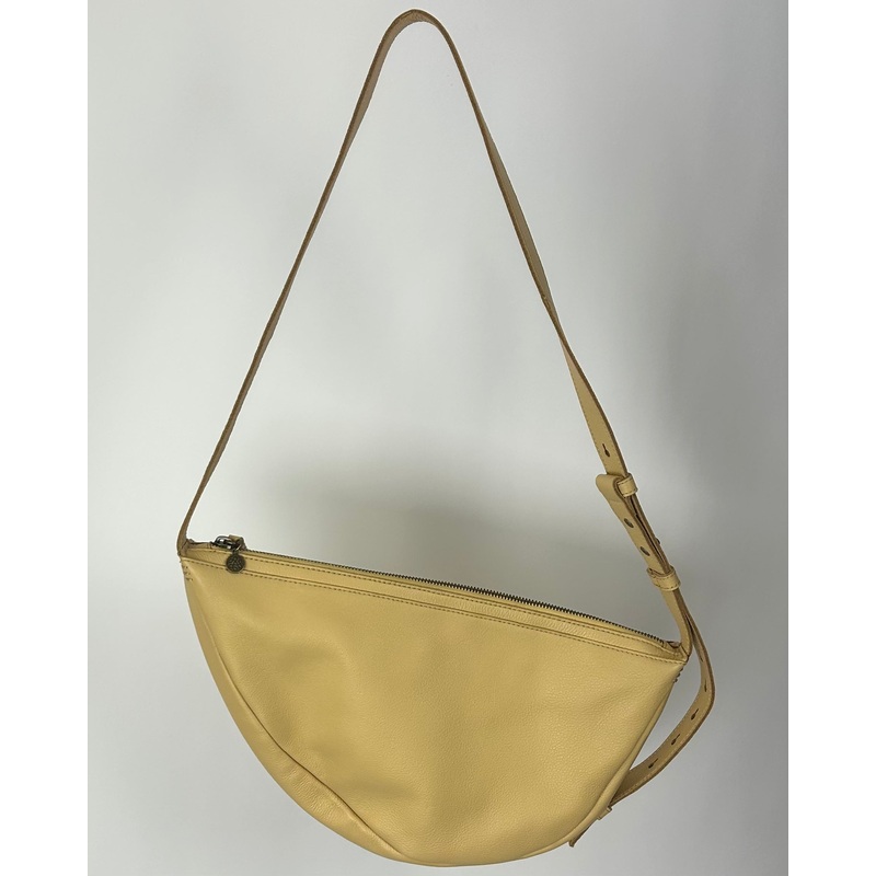 Yellow Leather Crescent Shoulder Bag