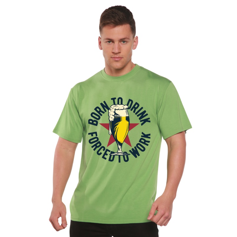 Born to Drink Men’s Bamboo Viscose/Organic Cotton Short Sleeve Graphic T-Shirt Medium Black