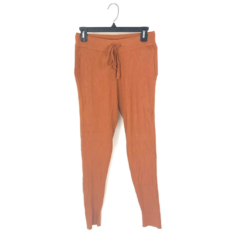 Burnt Ginger Ribbed Knit Joggers – Small