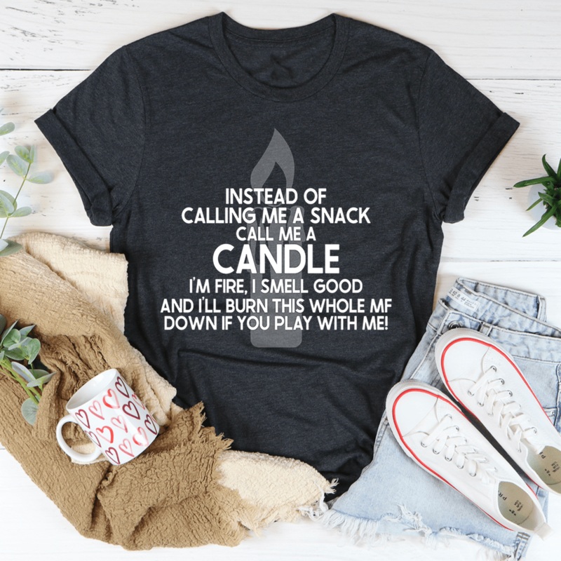 Call Me Candle Tee Dark Grey Heather S