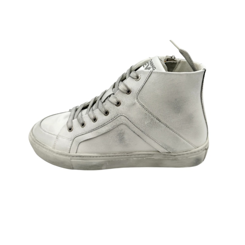 Distressed White Leather High Top Sneakers – Size 6, 8 and 9 6
