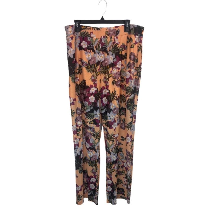 Pale Orange Floral Pants- Size 2X