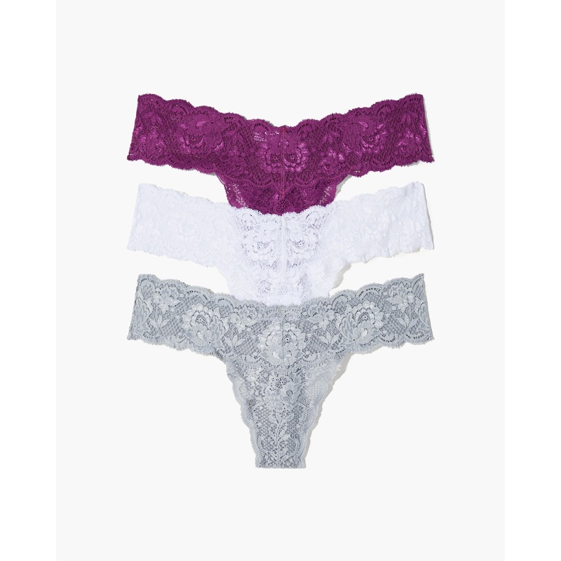 Pack De 3 Tangas Bajos Dove Gray Carnevale White Talla nica