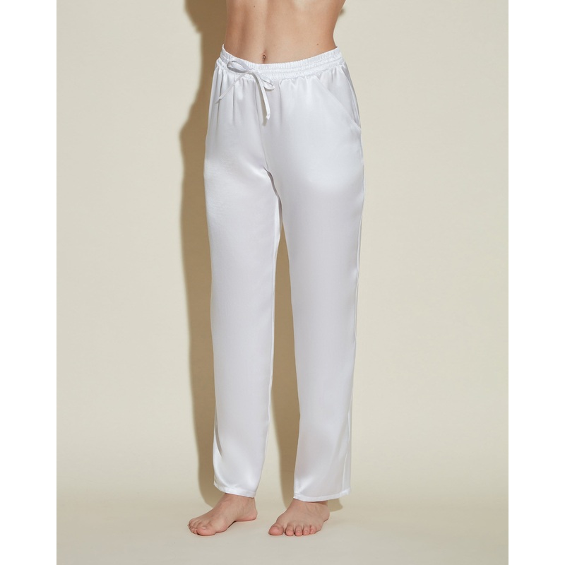 Pantaloni In Seta Bianco S