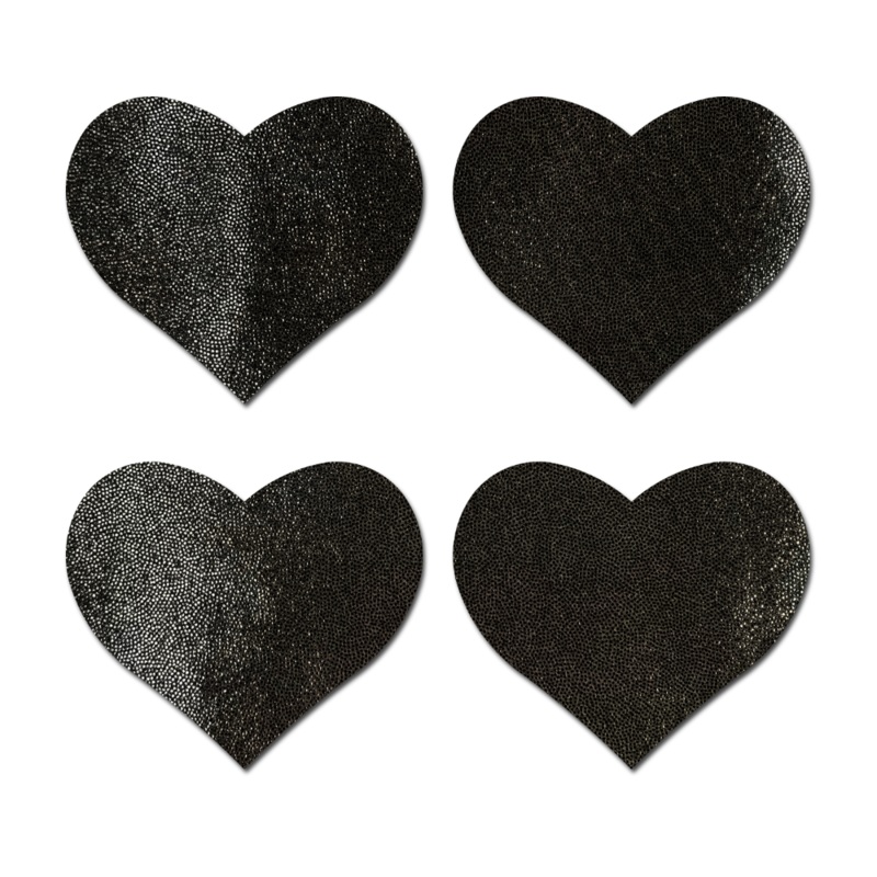 Petites: Two-Pair Small Liquid Black Hearts  Nipple Pasties by Pastease o/s Black