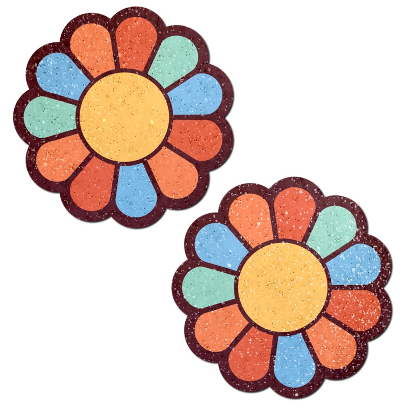 Rainbow Flower Pasties Hippy Rainbow Daisy Breast Covers by Pastease