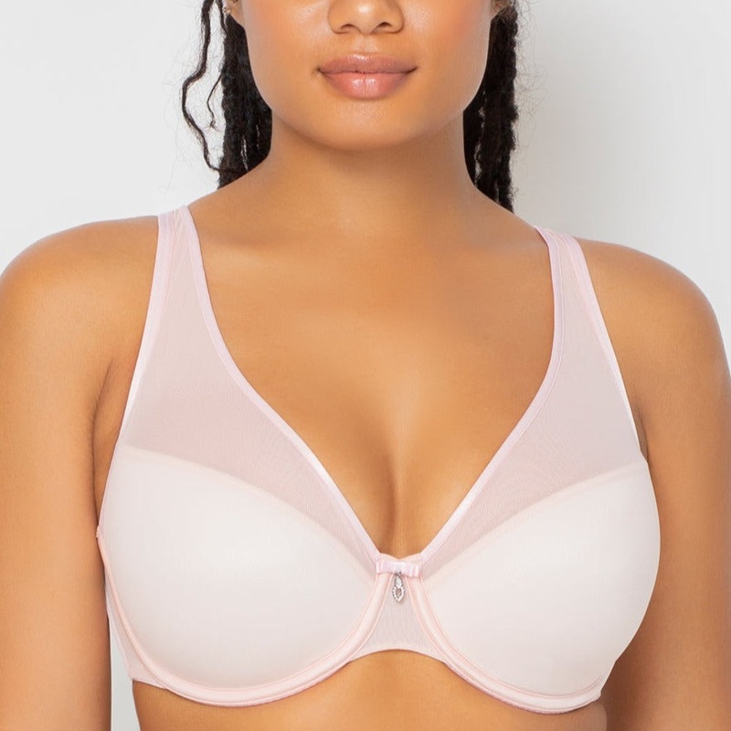 Sheer Mesh Plunge T-Shirt Bra – 1310 – Blushing Rose PINK 34H