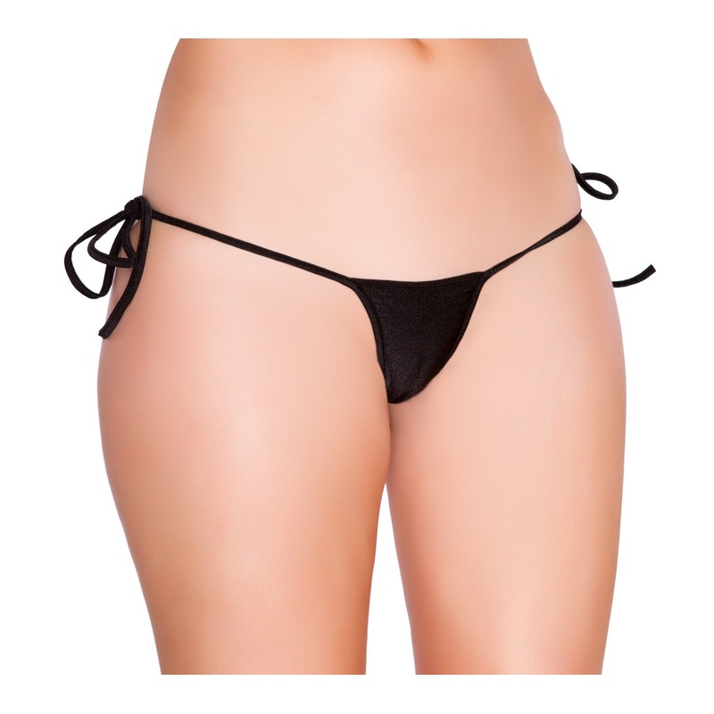 Tiny Tie Side GString Bottom Black One Size
