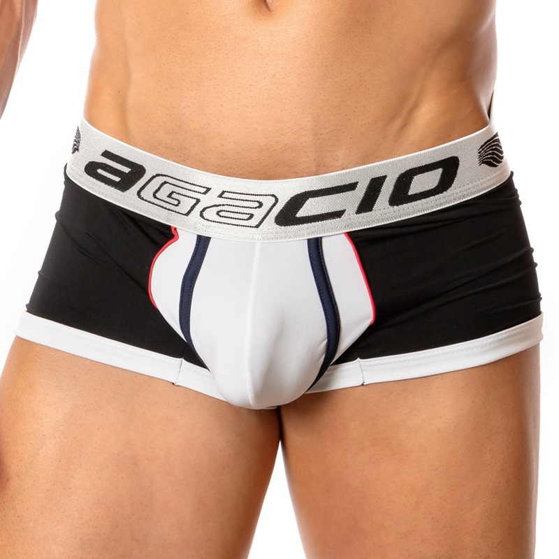 Agacio Mens Boxer Trunk Underwear AGG041 Small Black/White