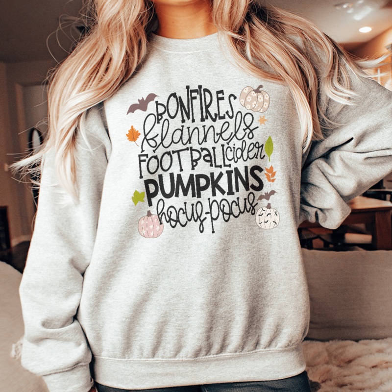 Bonfires Flannels Football Cider Pumpkins Hocus Pocus Sweatshirt Black S