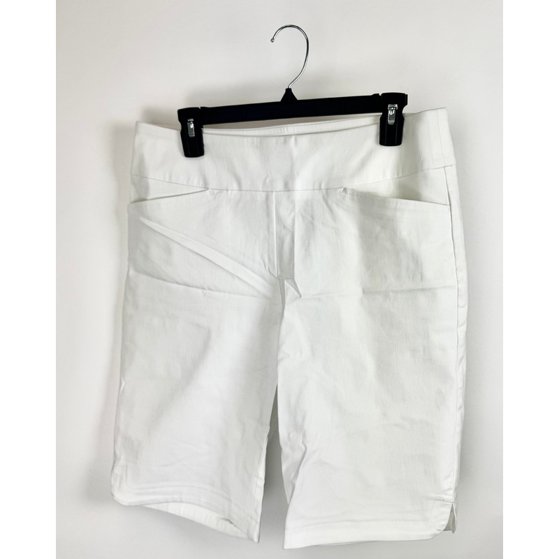 Classic White Stretch Bermuda Shorts – Size 12