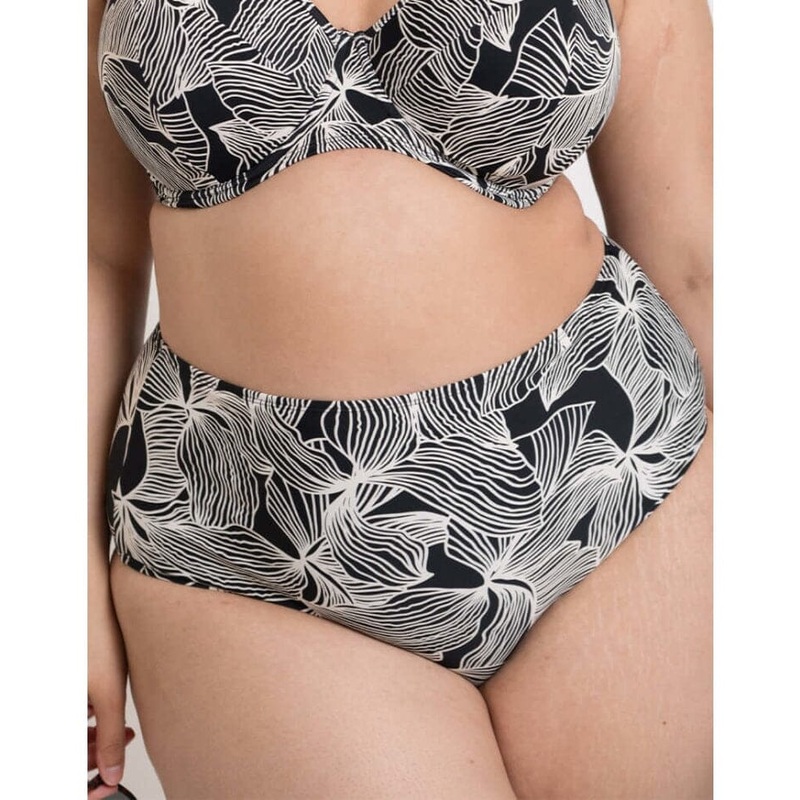 Curvy Kate Ripple Reef High Waist Bikini Brief – Black Print 10