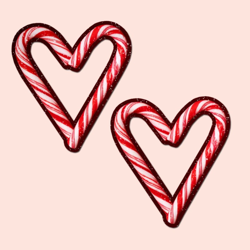 Peek-a-Boob: Candy Cane Heart Red & White Cut-Out Nipple Pasties by Pastease