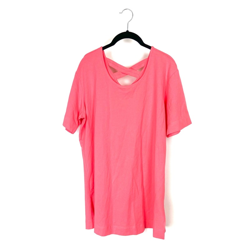 Pink T-Shirt Tunic with Criss Cross Back – Small/Medium
