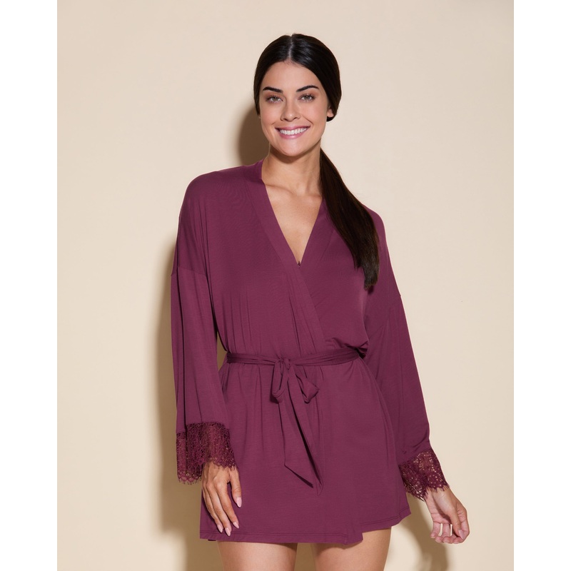 Short Robe De Chambre Vino/India S