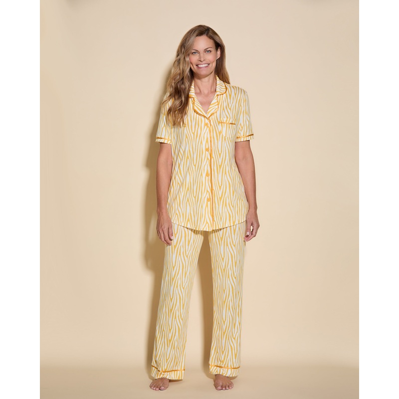 Short Sleeve Top & Pant Pajama Set Zebra Serengeti Sun/Serengeti XS