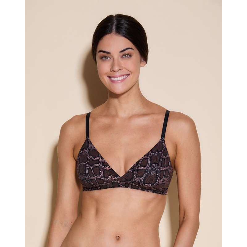 Bralette A Triangolo Alto Black Uno Mandorla Snake S