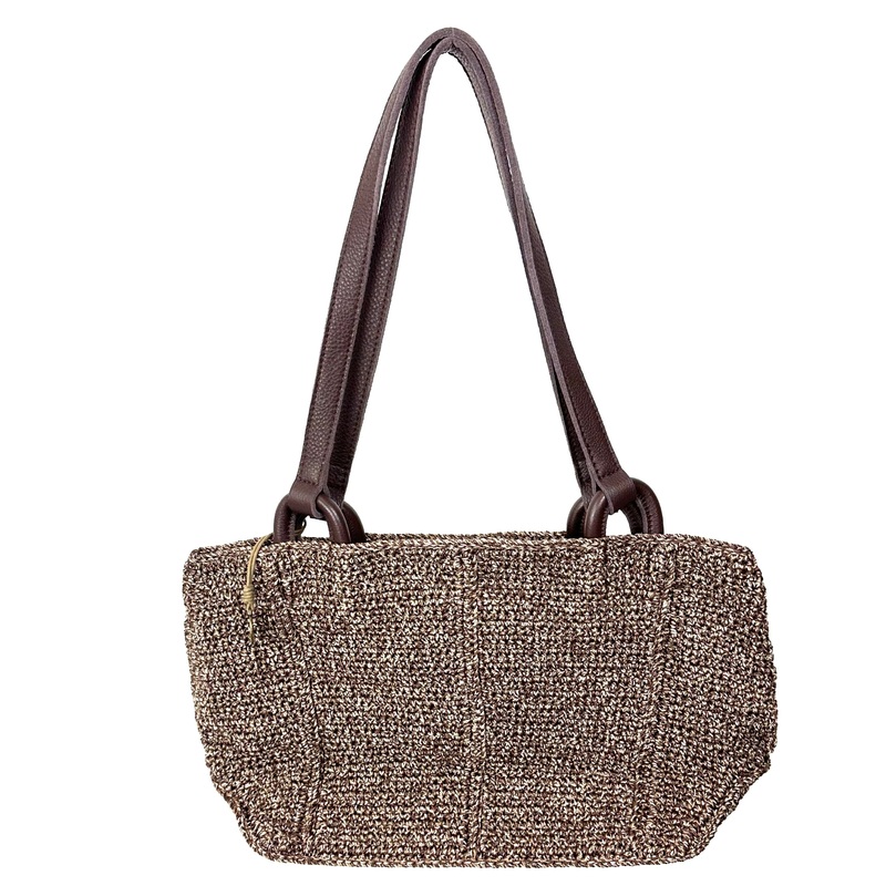 Brown Crochet Shoulder Tote Bag