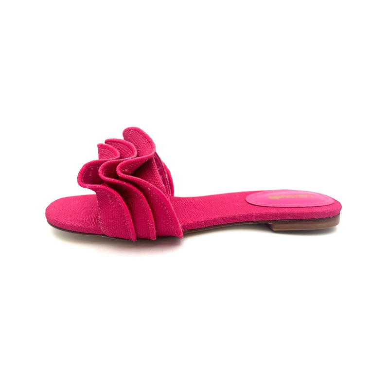 Pink Raffia Ruffle Sandal – Size 6.5